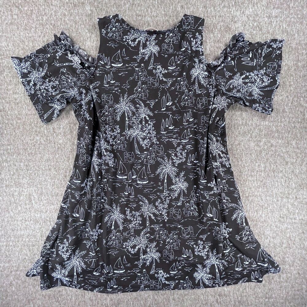 LC Lauren Conrad Toile Sailboat Palm Tree Dress XXL Coastal Resort Beach Summer - Picture 13 of 15